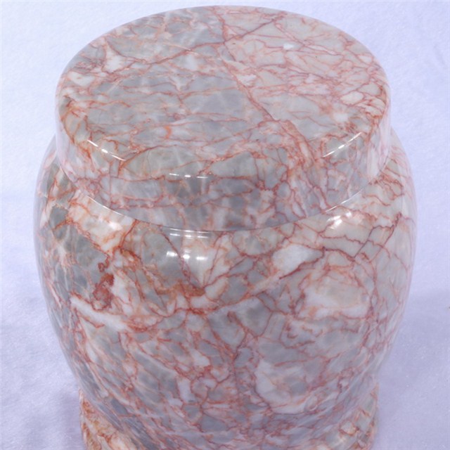 Red marble stone ash urn